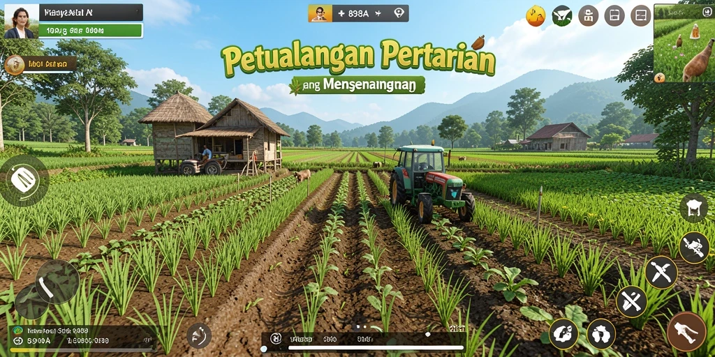 Screenshot utama 898A menampilkan gameplay seru di dunia pertanian.