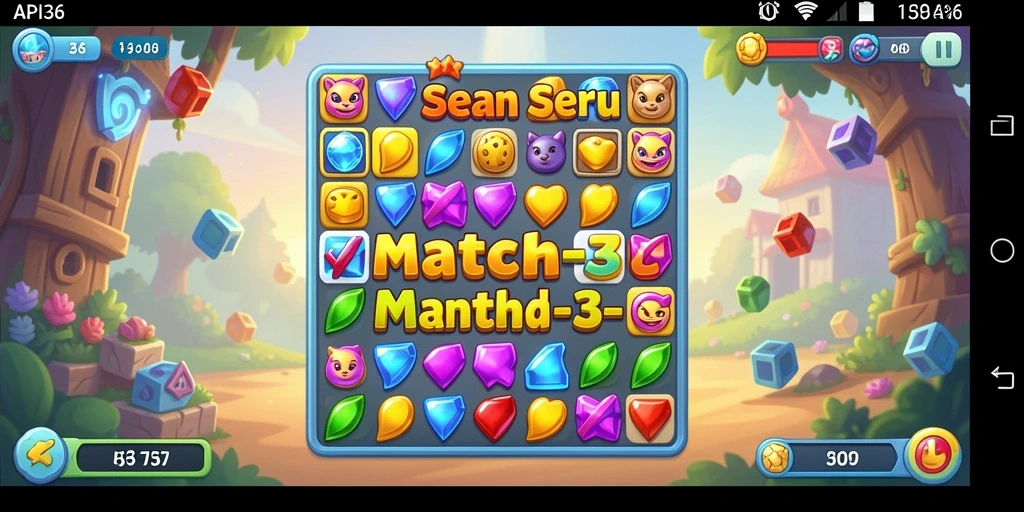 Tampilan menarik dari gameplay <strong>Match-3</strong> pada API36.
