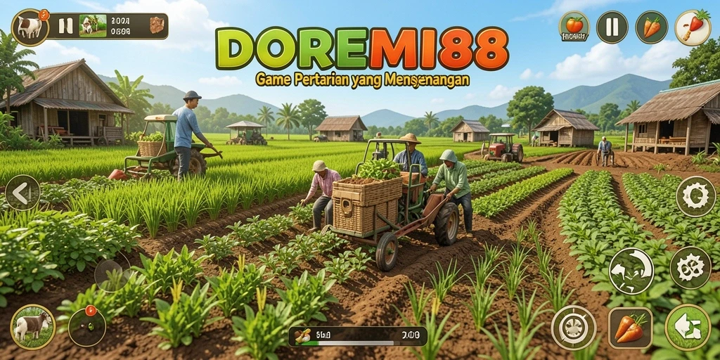 Screenshot gameplay DOREMI88 menampilkan suasana ladang yang hijau dan berlimpah.