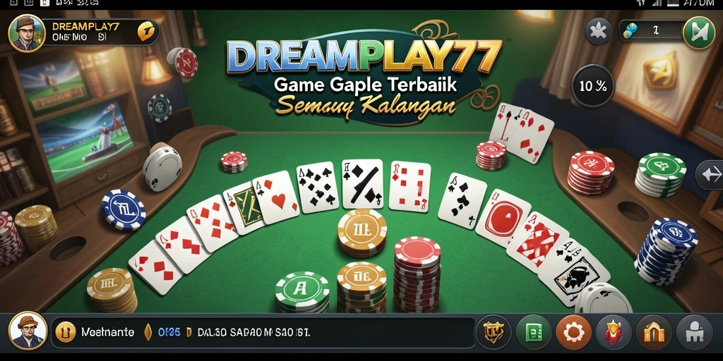 Screenshot DREAMPLAY77 menampilkan antarmuka permainan Gaple yang seru.