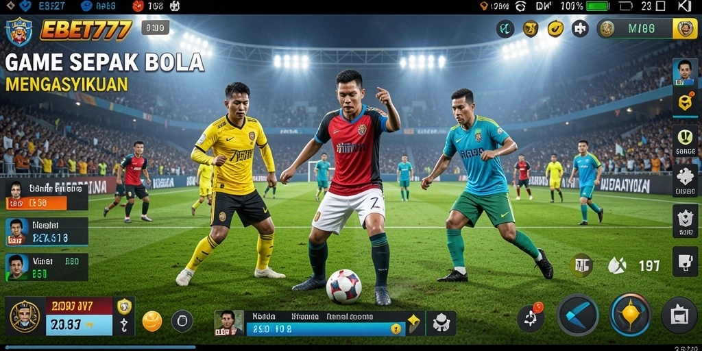 Screenshot utama dari gameplay sepak bola di EBET777.