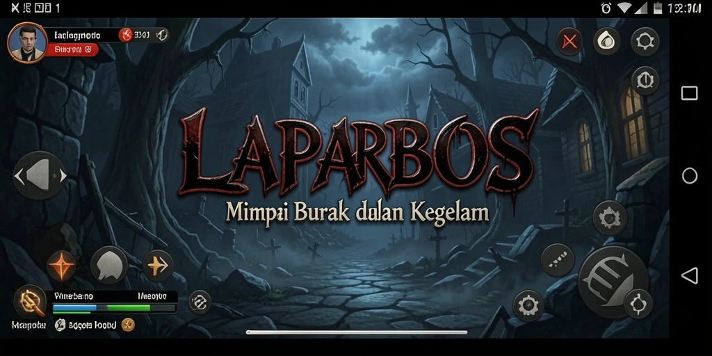 Tampilan gameplay menyeramkan di LAPARBOS dengan efek visual menarik.
