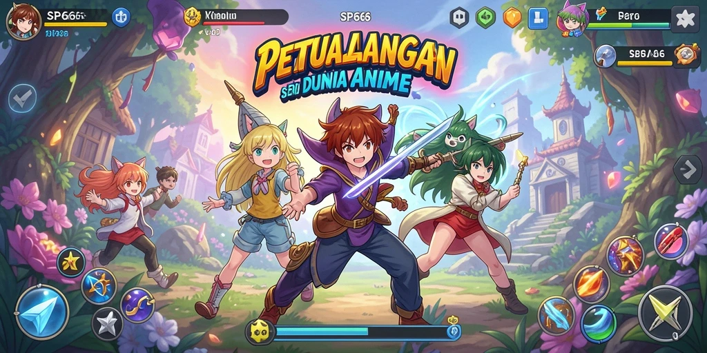 Tampilan screenshot utama SP666 menampilkan aksi seru karakter dalam pertempuran anime.
