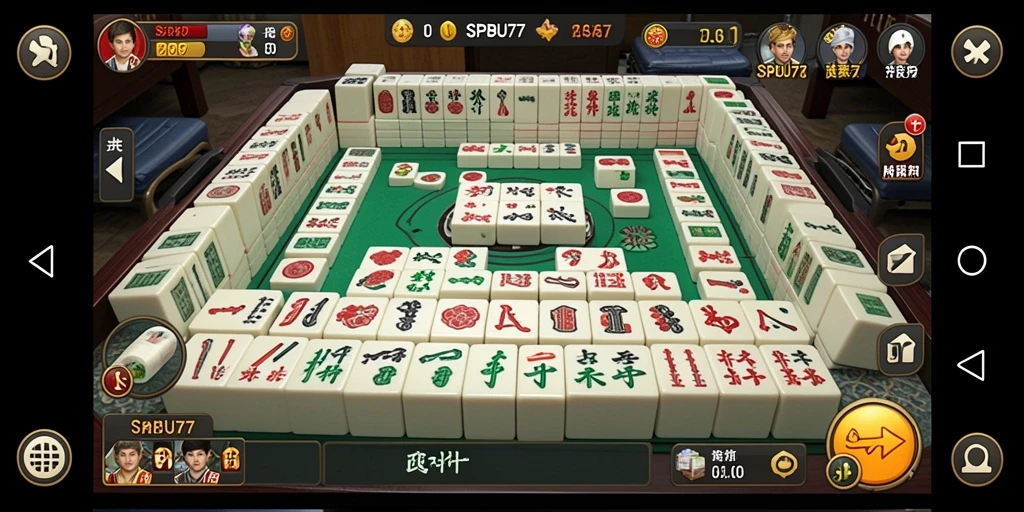 Screenshot gameplay SPBU77 yang menunjukkan suasana permainan Mahjong.