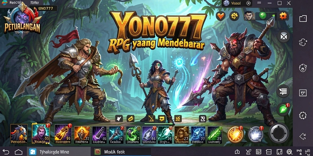 Screenshot gameplay YONO777 menampilkan pertarungan epik dan karakter yang memukau.